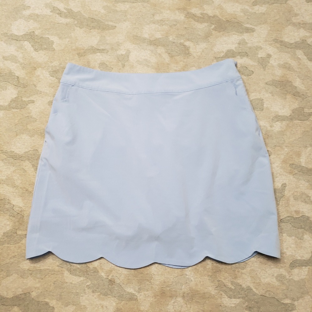 Vineyard Vines Skort Womens 10 Blue Scallop Hem Performance Golf Zip